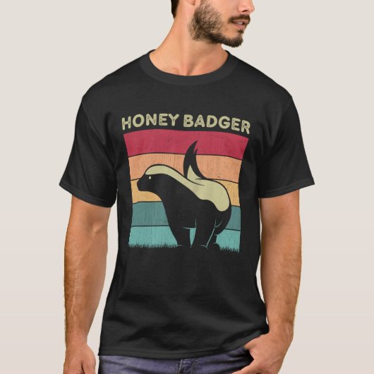 Distressed Honey Badger Lover Boys Girls Retro Hon Tシャツ (正面)