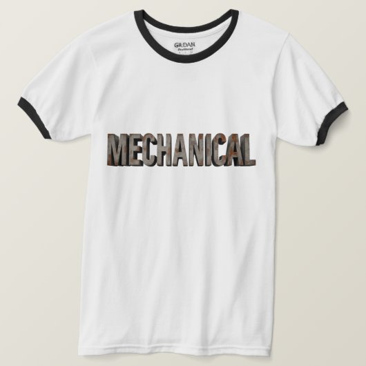 Distressed Industrial Metal 'MECHANICAL' Ringer T- Tシャツ (デザイン正面)