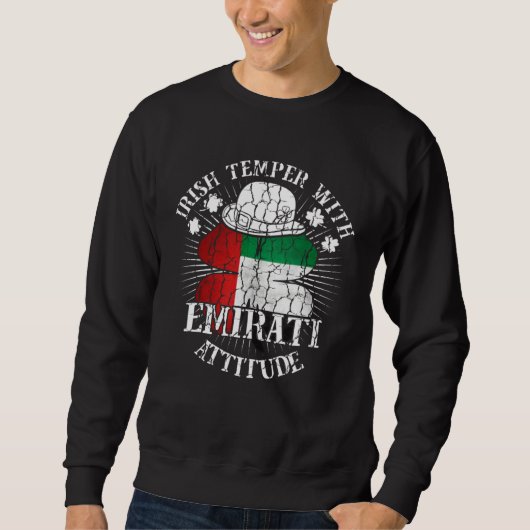 Distressed Irish Emirati Attitude Patriotic Shamro スウェットシャツ (正面)