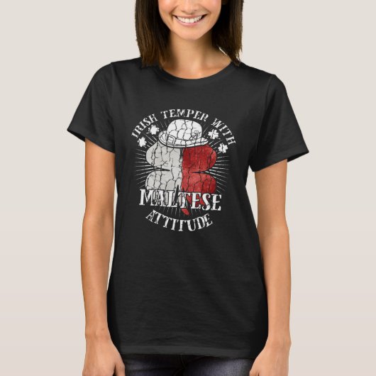 Distressed Irish Maltese Attitude Patriotic Shamro Tシャツ (正面)