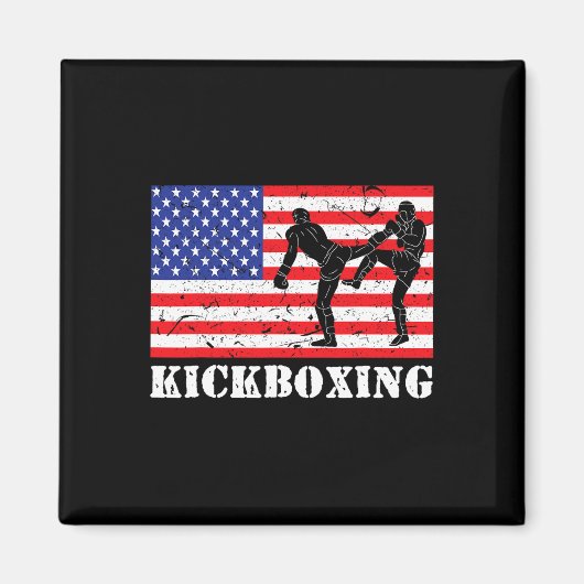 Distressed Kickboxing Usa American Flag Vintage Mm マグネット (正面)