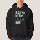 Distressed Lineman  Husband Daddy Lineman Hero パーカ (正面)