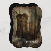 Distressed Man Cave Western Country Cowboy Boot 招待状 (正面/裏面)