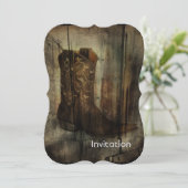 Distressed Man Cave Western Country Cowboy Boot 招待状 (スタンド正面)