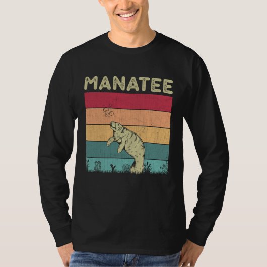 Distressed Manatee Lover Boys Girls Retro Style Ma Tシャツ (正面)