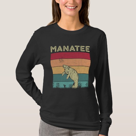 Distressed Manatee Lover Boys Girls Retro Style Ma Tシャツ (正面)