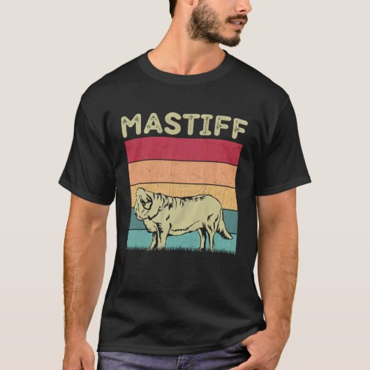 Distressed Mastiff Dog Boys Girls Retro Mastiff D Tシャツ (正面)