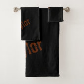 Distressed Name Bath Towels (Black & Rust) バスタオルセット (インサイチュ)