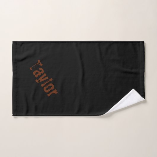 Distressed Name Bath Towels (Black & Rust) バスタオルセット (ハンドタオル)