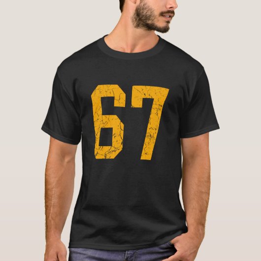 Distressed Orange Number 67 Jersey Player Uniform  Tシャツ (正面)