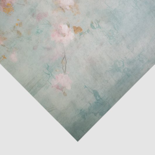 Distressed Pale Pink Floral Branches on Side of 薄葉紙 (詳細)