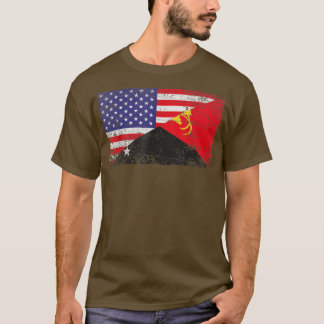 Distressed Papua New Guinea Flag & American Flag P Tシャツ