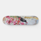 Distressed Pink Florals Raven & Roses Skateboard  スケートボード (横)