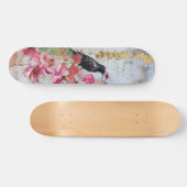 Distressed Pink Florals Raven & Roses Skateboard  スケートボード (横)