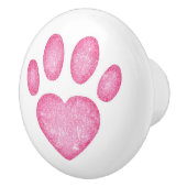 Distressed Pink Heart Pawprint Ceramic Knob セラミックノブ (右)
