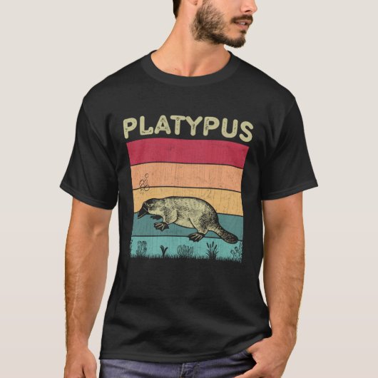 Distressed Platypus Lover Boys Girls Retro Style P Tシャツ (正面)