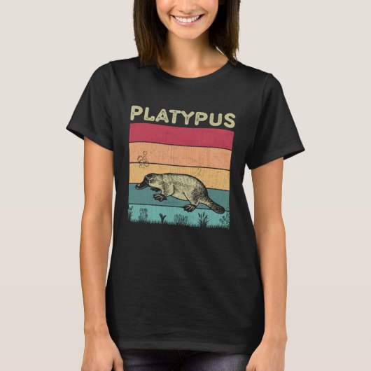 Distressed Platypus Lover Boys Girls Retro Style P Tシャツ (正面)