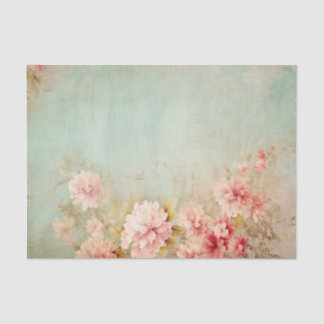 Distressed Pretty Pink Flowers on One Side 薄葉紙