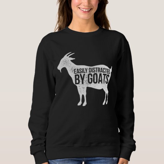 Distressed Quote Easily Distracted Retro Goats スウェットシャツ (正面)