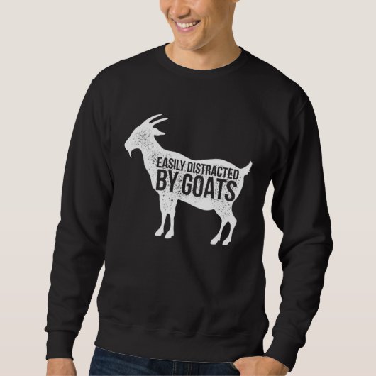 Distressed Quote Easily Distracted Retro Goats スウェットシャツ (正面)