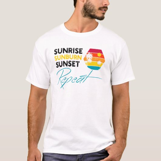 Distressed Quote Sunrise Retro Sunset Repeat Summe Tシャツ (正面)
