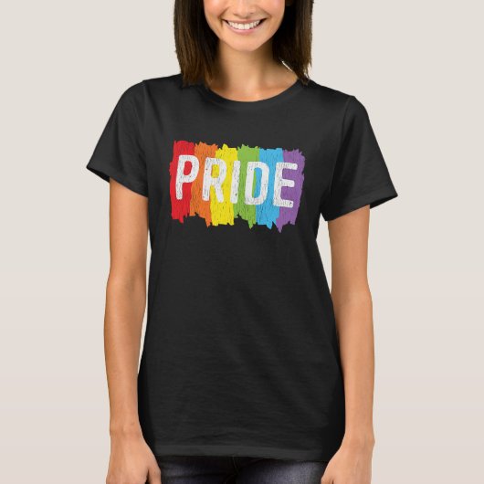 Distressed Rainbow Pride Support Equal Gay LGBT Tシャツ (正面)