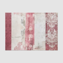 Distressed Red and White Damask Stripes 薄葉紙