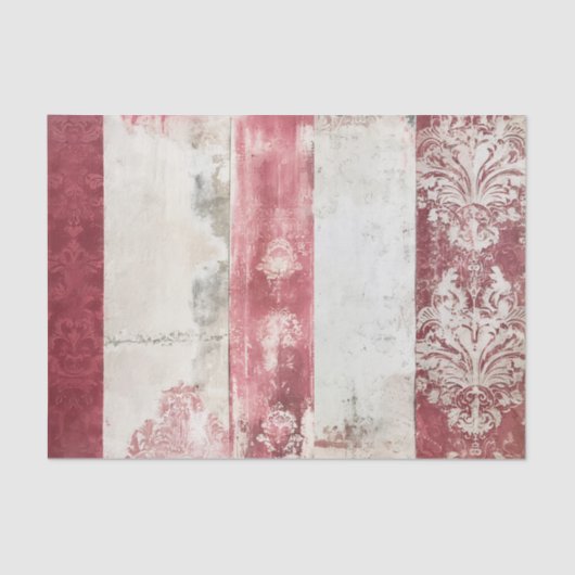 Distressed Red and White Damask Stripes 薄葉紙 (正面)