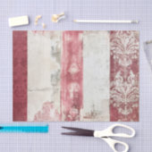 Distressed Red and White Damask Stripes 薄葉紙 (クラフト)