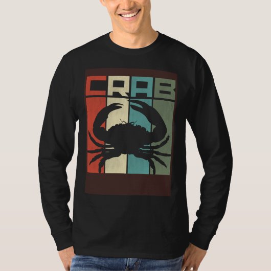 Distressed Retro Crab Graphic Seafood & Crab Tシャツ (正面)