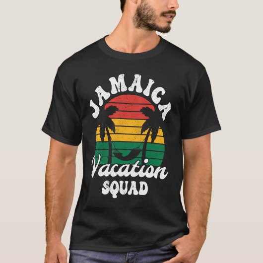 Distressed Retro Jamaica Vacation Squad Caribbean  Tシャツ (正面)