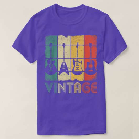 Distressed Retro Vintage Guitar Musician Guitarist Tシャツ (デザイン正面)