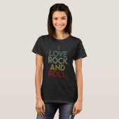 Distressed Rock And Roll 60s 70s 80s Women Men Vin Tシャツ (正面フル)