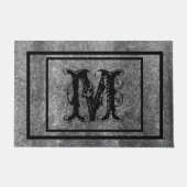  distressed rustic stone monogram  ドアマット (正面)