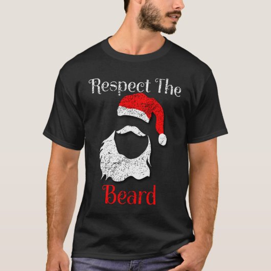 Distressed Santa Claus Respect The Beard Tシャツ (正面)