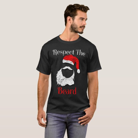 Distressed Santa Claus Respect The Beard Tシャツ (正面フル)