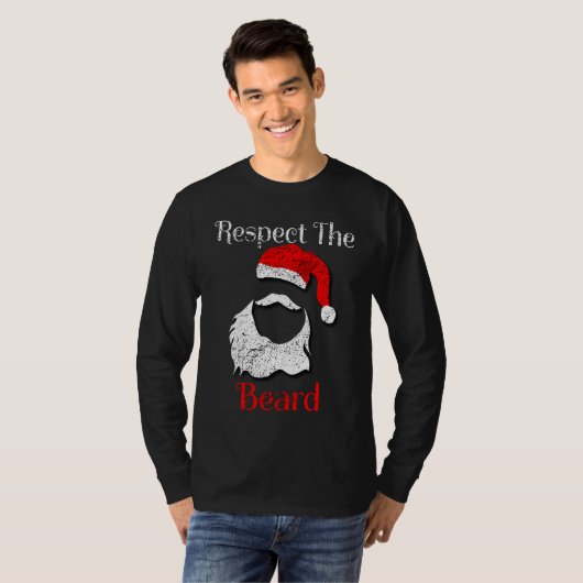 Distressed Santa Claus Respect The Beard Tシャツ (正面フル)