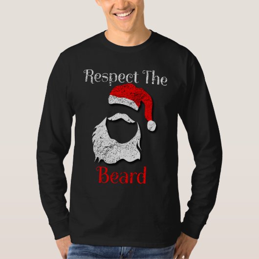 Distressed Santa Claus Respect The Beard Tシャツ (正面)