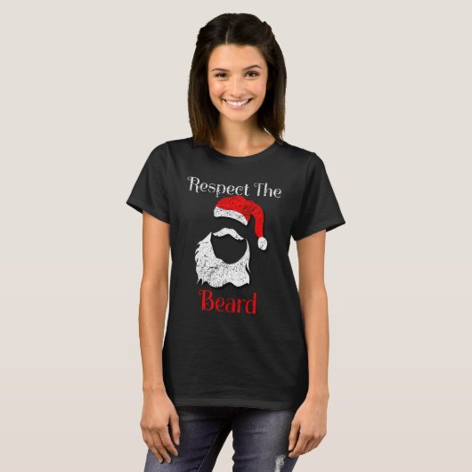 Distressed Santa Claus Respect The Beard Tシャツ (正面フル)