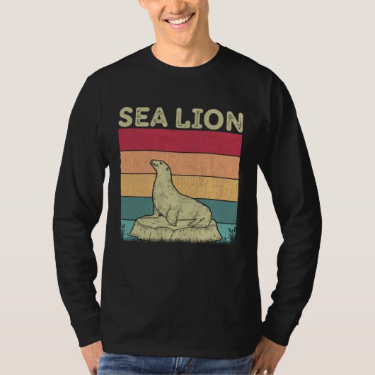Distressed Sea Lion Lover Boys Girls Retro Style S Tシャツ (正面)
