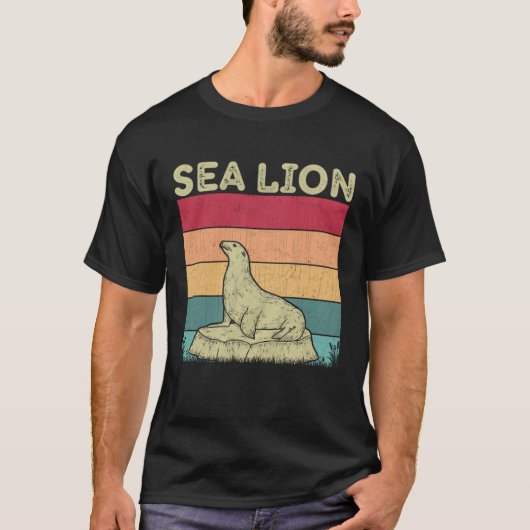 Distressed Sea Lion Lover Boys Girls Retro Style S Tシャツ (正面)