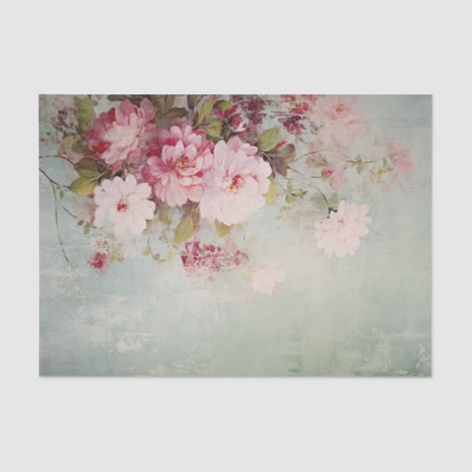 Distressed Shabby Chic Flowers on Edge 薄葉紙 (正面)