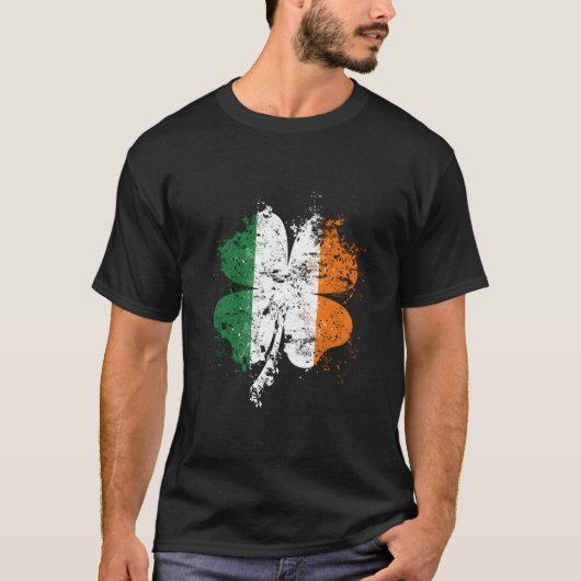 Distressed Shamrock Irish Flag Stpatrick'S Day Ire Tシャツ (正面)