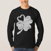 Distressed Shamrock Retro Irish  Green St Patricks Tシャツ (正面)