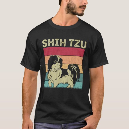 Distressed Shih Tzu Dog  Boys Girls Retro Shih Tzu Tシャツ (正面)