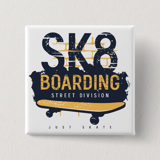 Distressed SK8 Boarding Street Division 缶バッジ (正面)