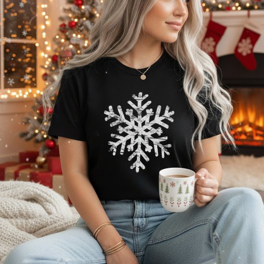 Distressed Snowflake Winter Christmas トライブレンドTシャツ