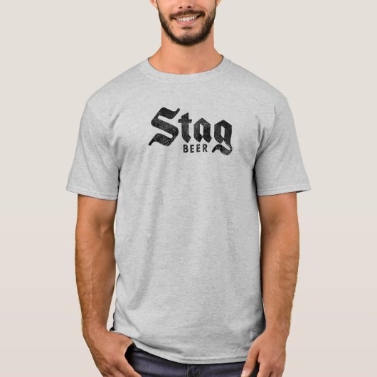 Distressed "Stag Beer" Retro Logo T-Shirt Tシャツ (正面)