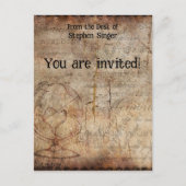 Distressed Steampunk Globe Travel Journal Paper インビテーションポストカード (正面)