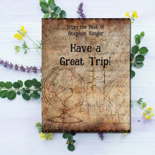 Distressed Steampunk Globe Travel Journal Paper カード